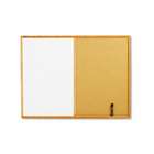   Bulletin Board, Dry Erase Melamine/Cork, 48 x 36, White, Oak Frame