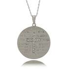 Necklaces Serenity Prayer Pendant in White Gold W/ Diamond Cross