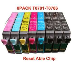 Packs (3BK+1C+1M+1Y+1LC+1LM) of US Patented EPSON 78 Compatible Ink 
