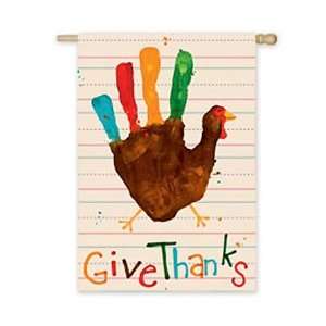  Give Thanks Handcrafted Handprint Turkey Flag Patio, Lawn 
