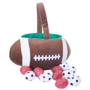   Basket, Large Plush Basket and Easter Eggs, Football Toys & Games