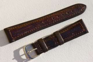 Vintage brown genuine Teju lizard 20mm band leather framed  
