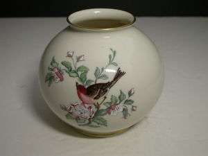 Lenox Serenade Globe Vase Florals Bird Gold Trim 4 3/4  
