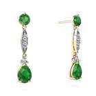 Jewels For Me Pear Cut 14K Yellow Gold Emerald Dangle Drop Earrings