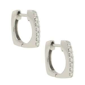    Square Pave Diamond Hinged Hoop Earrings Diamond .20ct Jewelry