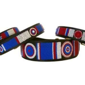  Fully Beaded Dog Collar   Red/White/Blue