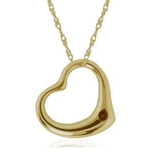  14k Yellow Gold Smoky Quartz Heart Pendant, 17 Jewelry