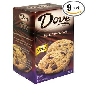 Dove Cookies, Beyond Chocolate Chunk, 6 Ounce Boxes (Pack of 9 
