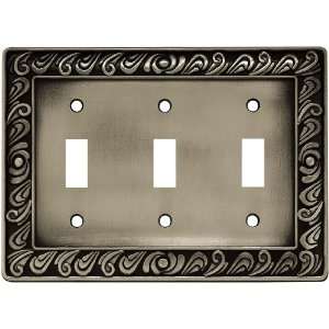  BRAINERD 64054 Paisley Triple Switch Wall Plate, Brushed 
