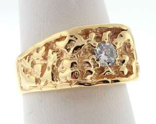 Estate Genuine Diamond 14k Yellow Gold Nugget Ring  