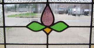Pair of Antique Stained Glass Windows Sweet Tulips  