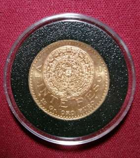Gold Mexican 20 Pesos Coin Pure Gold in this Beautiful 20 Pesos Coin 