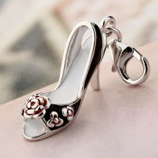 925 Sterling Silver Charm Pendant Lady High heel Shoes  