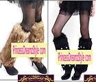   Fur Leg Warmers 16 Muffs 16 inch Boot Covers leggings C10 CREAM MIX