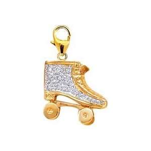  Roller Skate, 14K White Gold Diamond Charm Jewelry