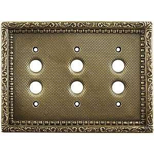  Victorian Triple Gang Push Button Switch Plate In Antique 