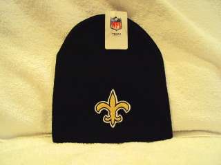   Logo NFL Black Embroidered Knit Cuffless Beanie Cap Hat NEW  