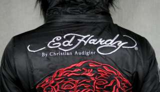 Ed HARDY Womens TIGER HEART Puff Jacket Black coat  
