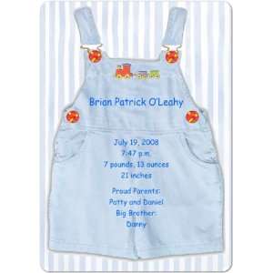 Blue Overalls Magnet Large Birth Announcements Baby