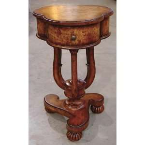  Spiral Burl Table with 3 Drawers   Accent End Side Living 