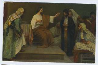 art Leinweber JESUS Life on Bible preaching old 1910 postcard  