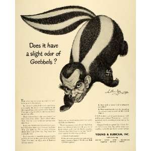  1942 Ad Young & Rubicam Inc Advertising Skunk NY Character 