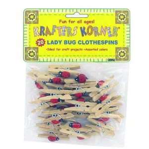  25 Packs of 20 Ladybug Mini Clothespins 1 1/8
