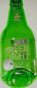 melted flat rolling rock light beer bottle  