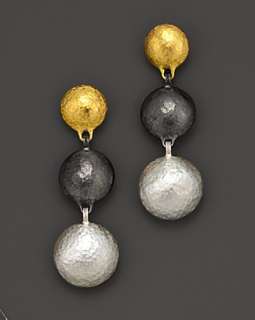 Gurhan Pure Silver And 24 Kt. Gold Lentil Drop Earrings   Earrings 