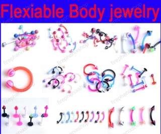 Lots100 body piercing jewelry flexi lip navel ear ring  