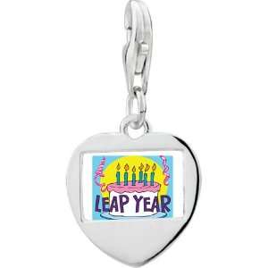 925 Sterling Silver Gold Plated Leap Year Birthday Cake Photo Heart 