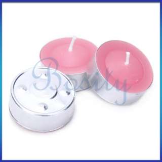 12pcs Rose Scented Round Pillar Tea Light Candles Tealights Pink 