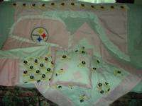 PINK Baby Crib Bedding Set w/Pittsburgh Steelers fabric  
