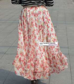 Full Circle Floral Chiffon Skirt Long Skirt S~3XL #0689  