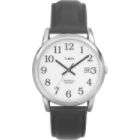   Calendar Date Watch w/Round ST Case, White Dial & Black Leather Band