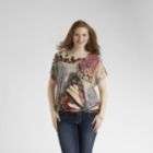 Live and Let Live Womens Plus Crocheted Sleeve Graphic Print Top