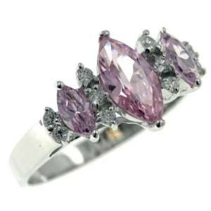  Marquise Cut Pinks Ring   Sterling Silver Cz Engagement Rings 