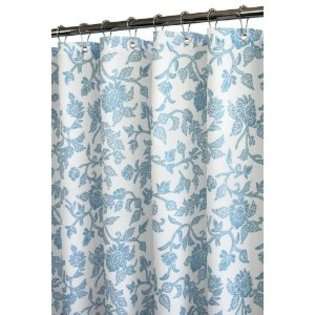   Floral Swirl Watershed Shower Curtain, White/French Blue 