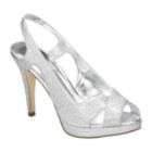 Metaphor Womens Ritz Glitter Sling Platform Dress Shoe   Silver
