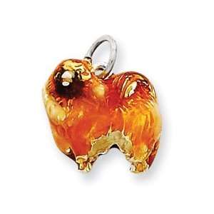   Designer Jewelry Gift Sterling Silver Enameled Pekingese Charm