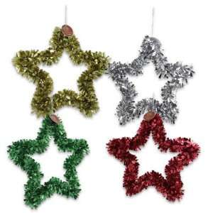  14H Wire/Foil Star Chrismas Tree Decoration   Red