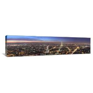 Nightime Panoramic in Paris   Gallery Wrapped Canvas   Museum Quality 