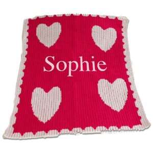  Personalized Blanket   Hearts with Scalloped Border Baby