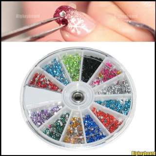 2400 Nail Art Tips Rhinestones Glitters 2.0mm + Wheel  
