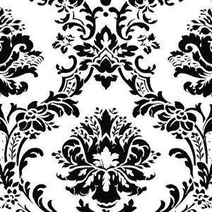 Black and White Victorian Damask Wallpaper Double Rolls  