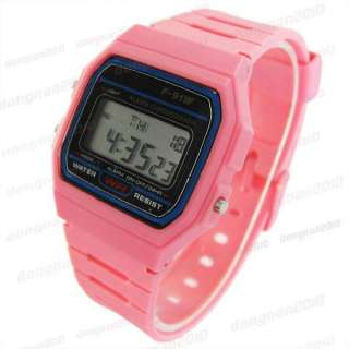 PVC LED Digital Boys Girls Alarm Chronograph Wrist Watch Sports Style 