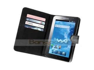 BLACK LEATHER CASE WALLET FOR SAMSUNG GALAXY TAB P1000  