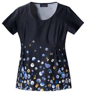 Baby Phat Round Neck Scrub Top in Buttons And Bling  