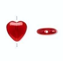 16Str Czech Glass Valentine Heart Beads Trans Red 10mm  