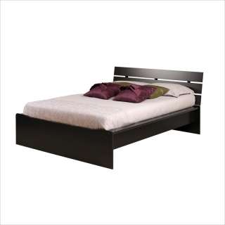 Prepac Avanti Double Platform Bed with Slat Headboard in Black [376361 